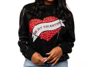 QUEEN OF SPARKLES Be My Valentine Top in black - women's sweater - detail view