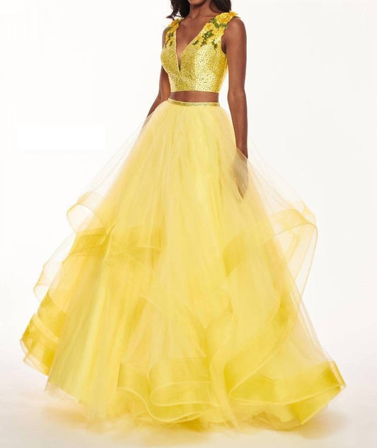 Rachel Allan - Two-piece Embellished Tulle Gown