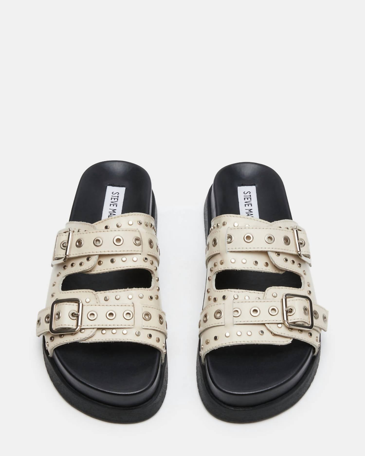 STEVE MADDEN Women's Malek Grommets Leather Sandals in bone - women's sandal - alternate view
