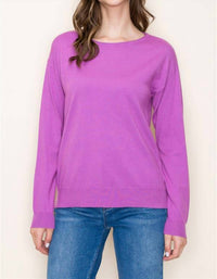 STACCATO Boat Neck Drop Shoulder Lightweight Spring Sweater in orchid - women's sweater