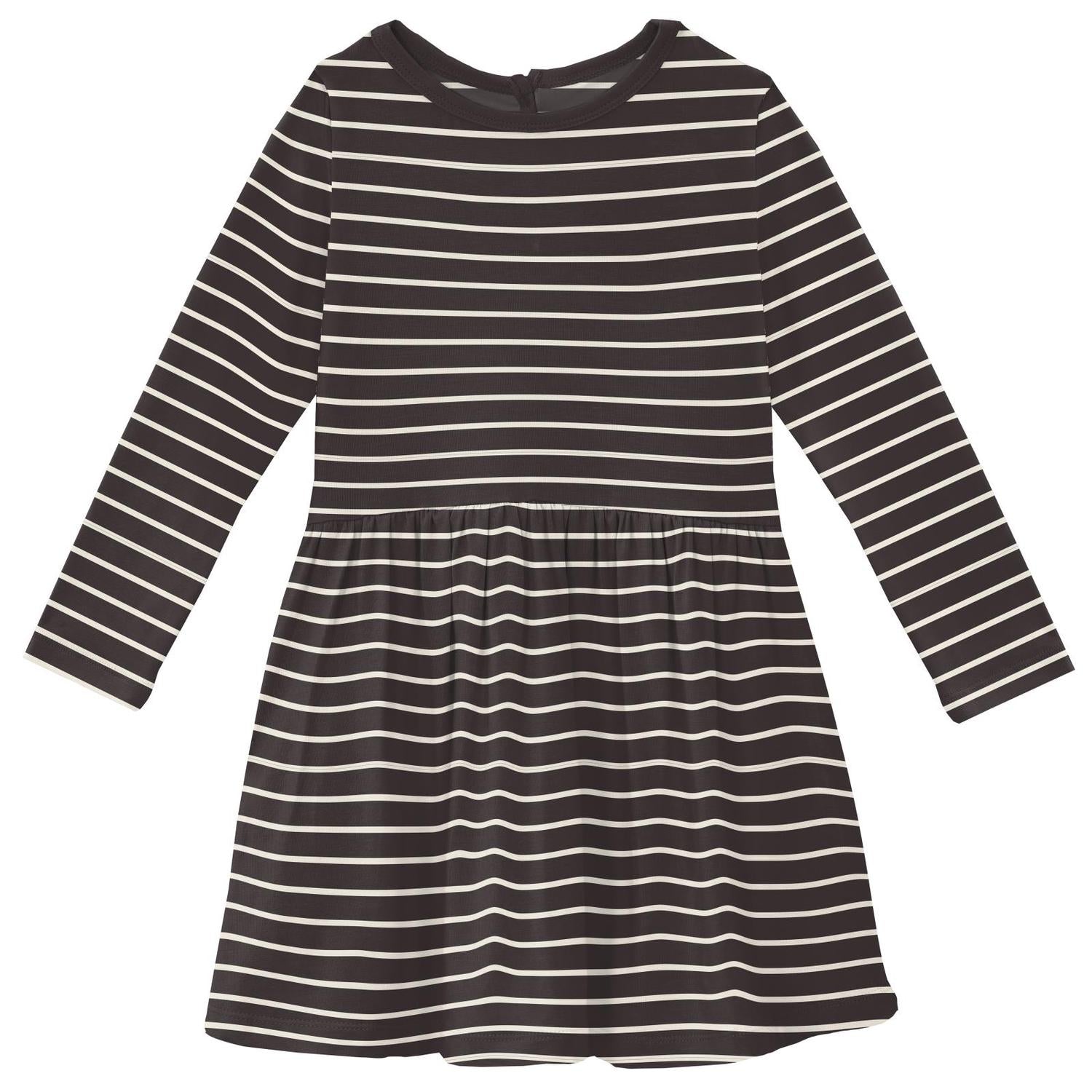 Kickee - Girls' Bamboo Print Long Sleeve Twirl Dress