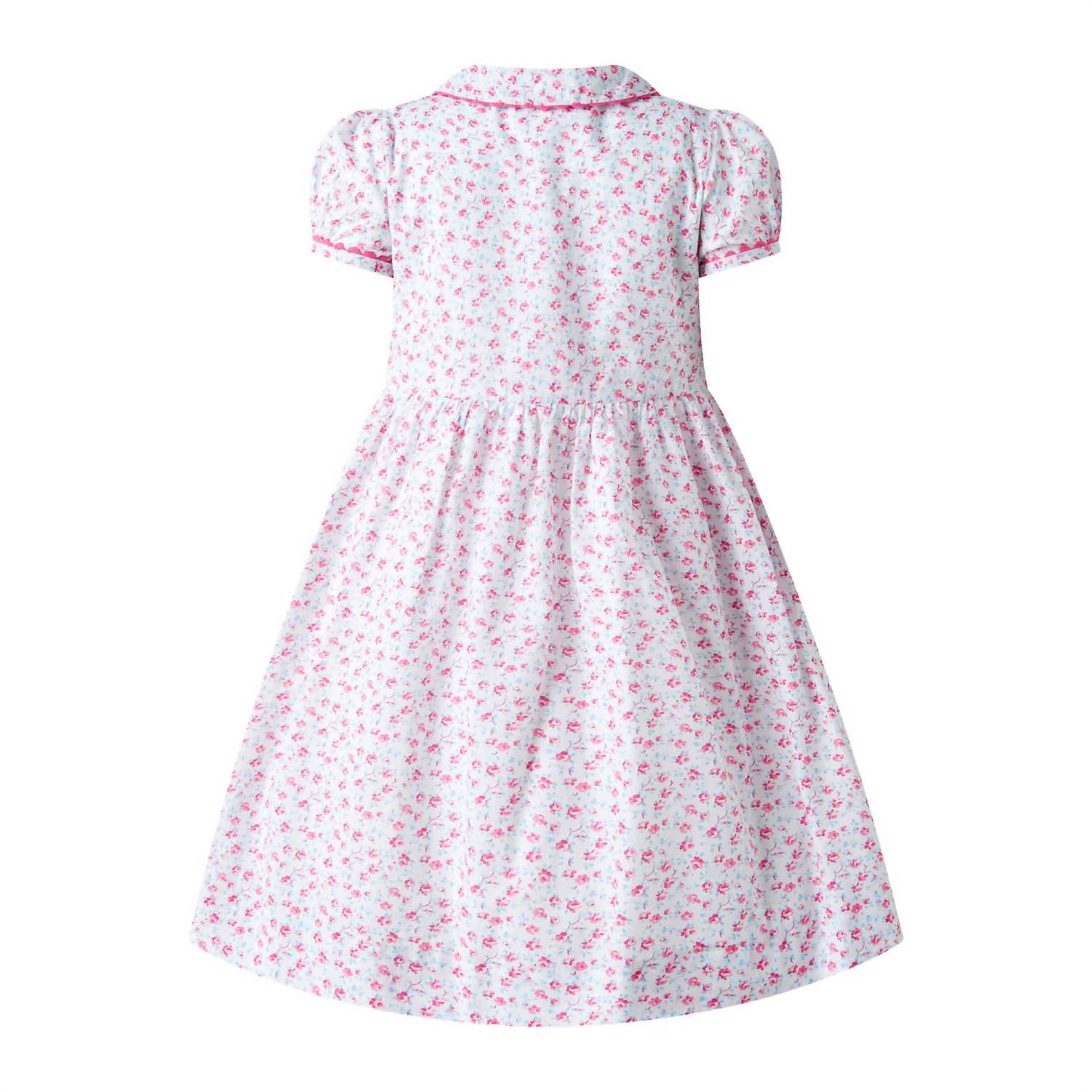 Rachel Riley - Girls Floral Smocked Button Front Dress