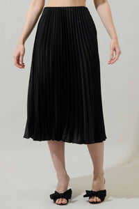 SUGARLIPS Sidney Pleated Maxi Skirt in black - women's skirt - detail view