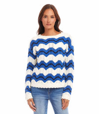 Karen Kane - Madigan Multi Color Pointelle Zigzag Sweater