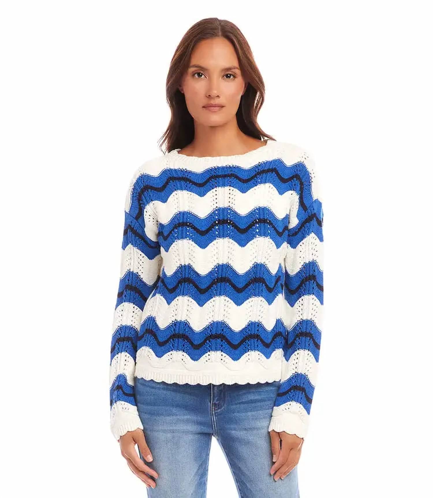 Karen Kane - Madigan Multi Color Pointelle Zigzag Sweater