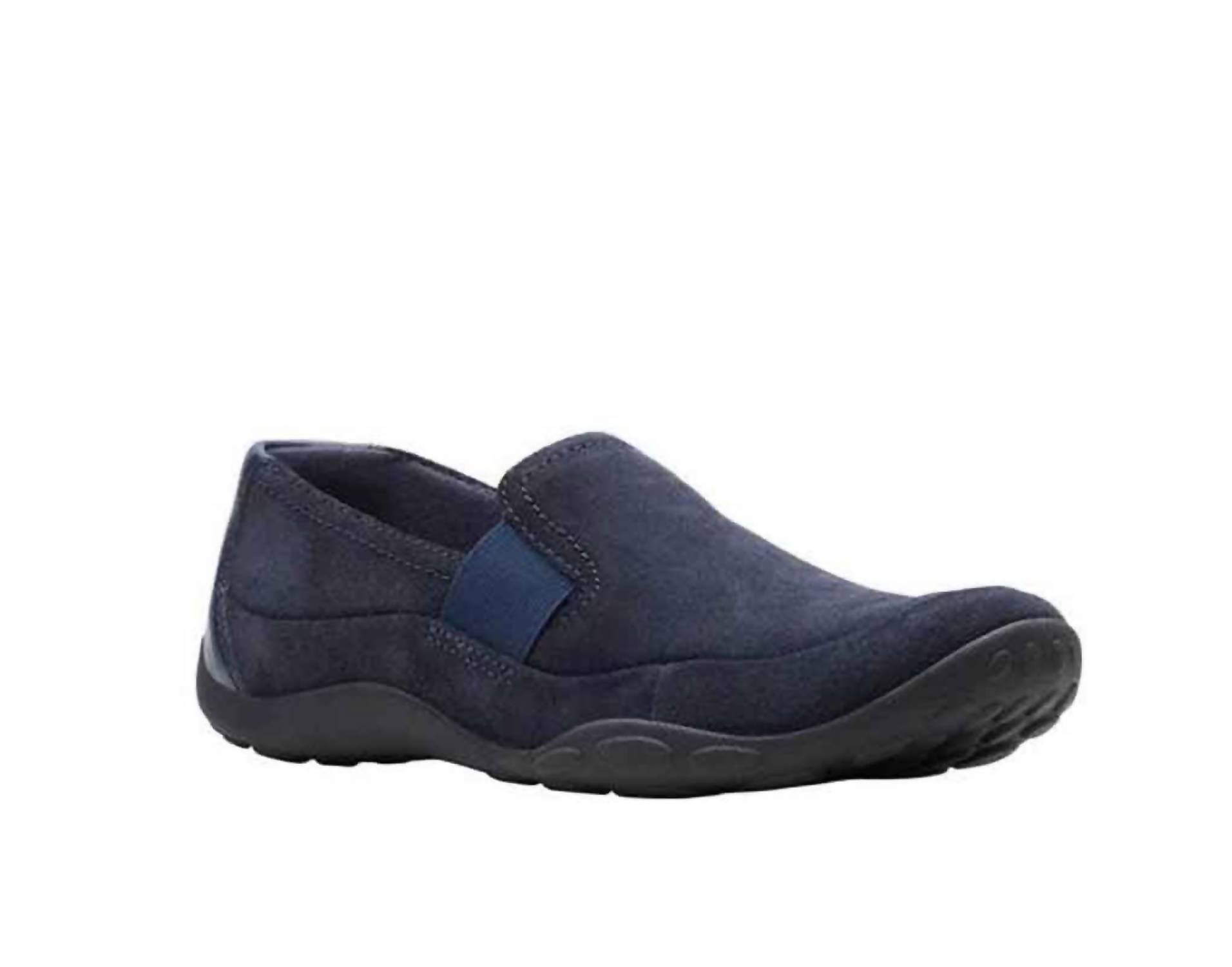 Clarks Women's Haley Park Loafer Flats in navy suede - women's flats