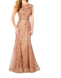 Cameron Blake Scoop Neckline Lace Dress in bronze - women's dress