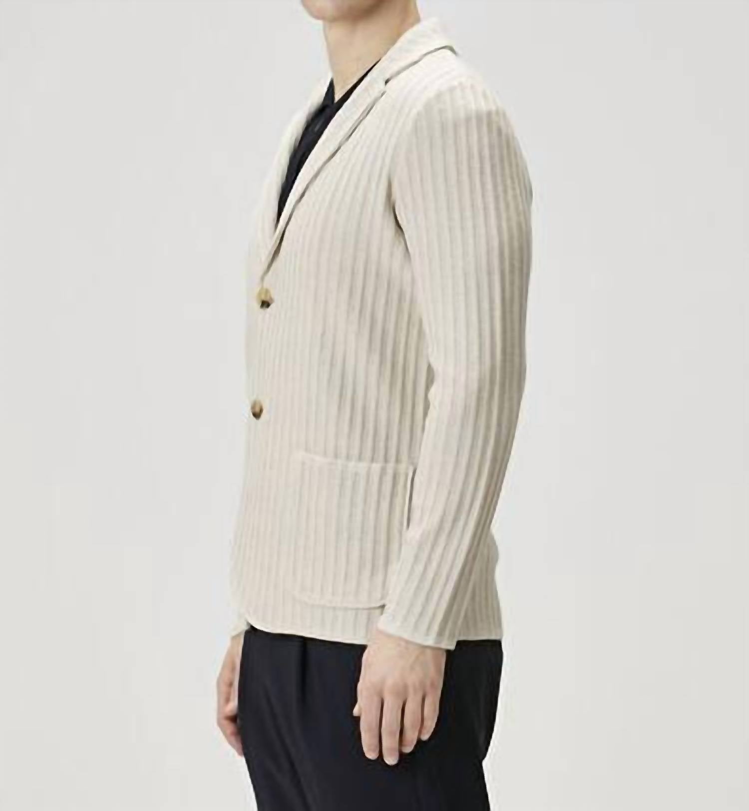 Maurizio Baldassari Soft Cashmere Rib Blazer in light beige - men's jacket - alternate view