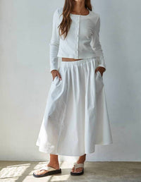 By Together - Elastic Waist Flare Midi Skirt