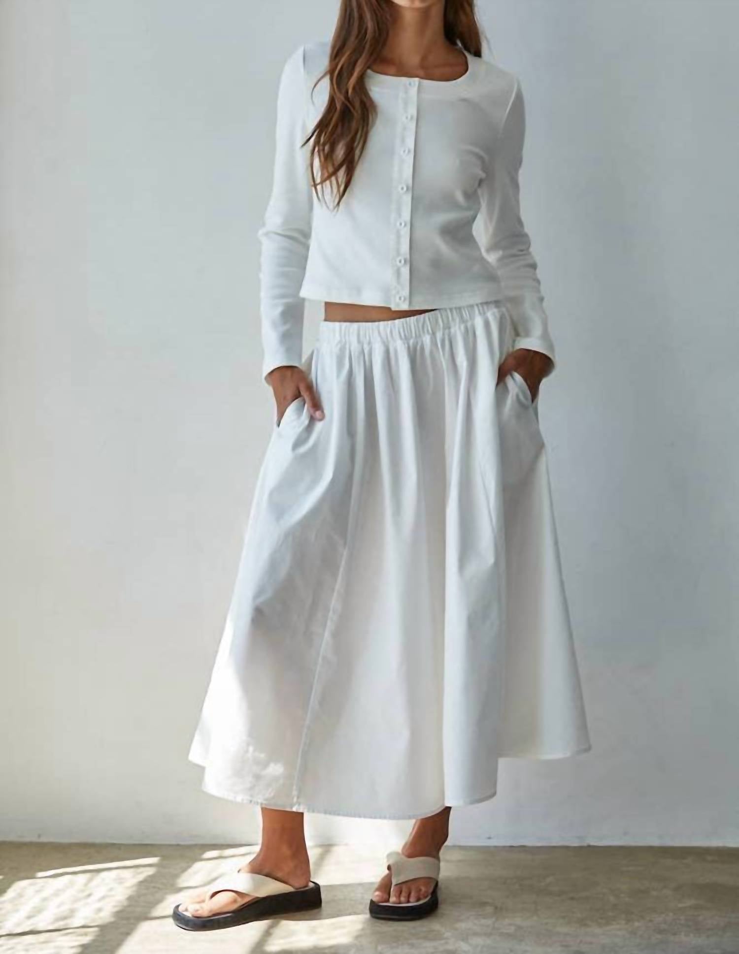 By Together - Elastic Waist Flare Midi Skirt