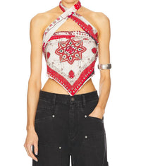 Marant Etoile Pre-loved Feyza Top in red ecru - women's shirt