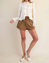 GLAM Long Sleeve Ruffle Top in cream - women's long sleeve top - view 5