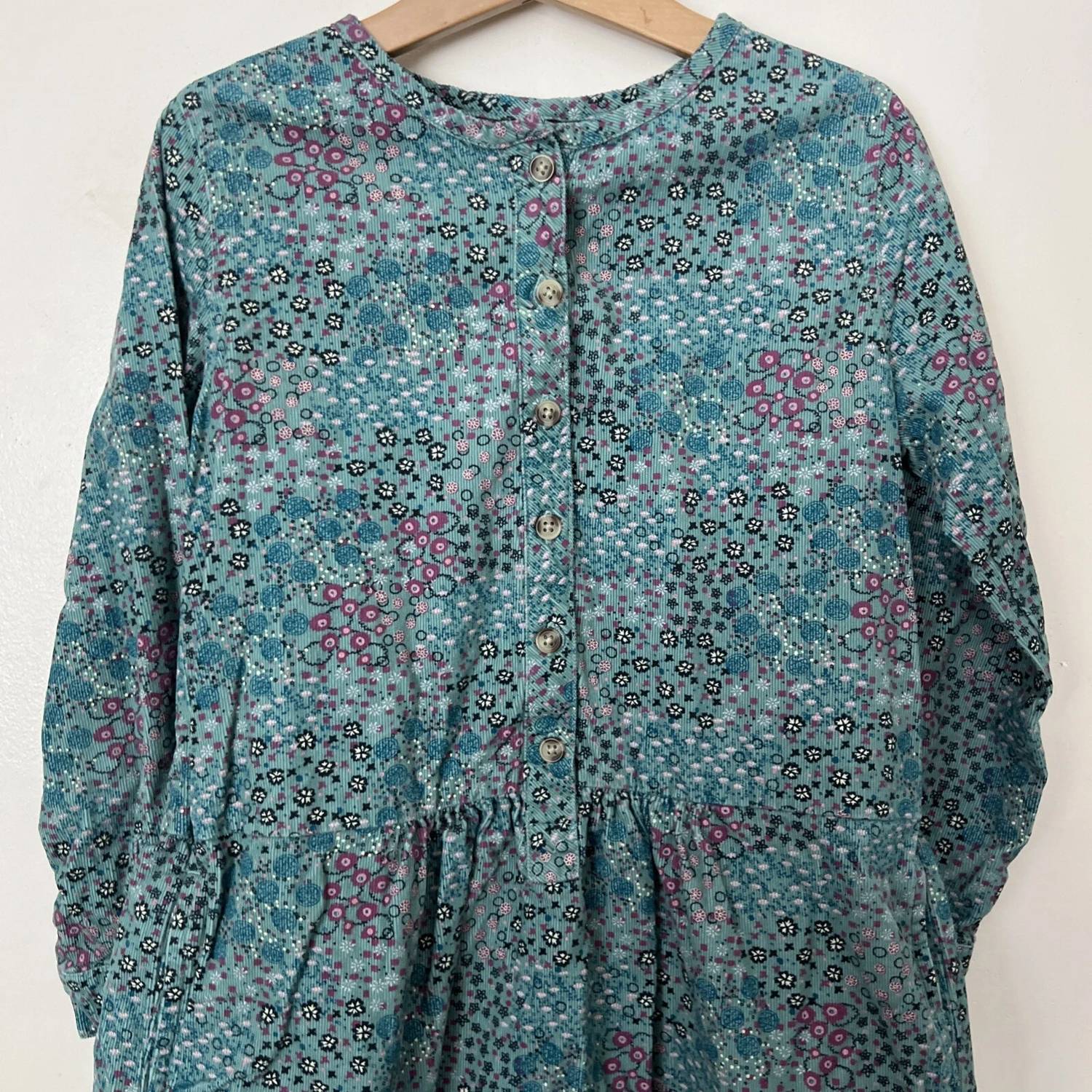 Tea N Rose - Girl's Cord Henley Shirt Dress