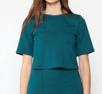RIPLEY RADER Ponte Short Sleeve Top in teal - women's shirt