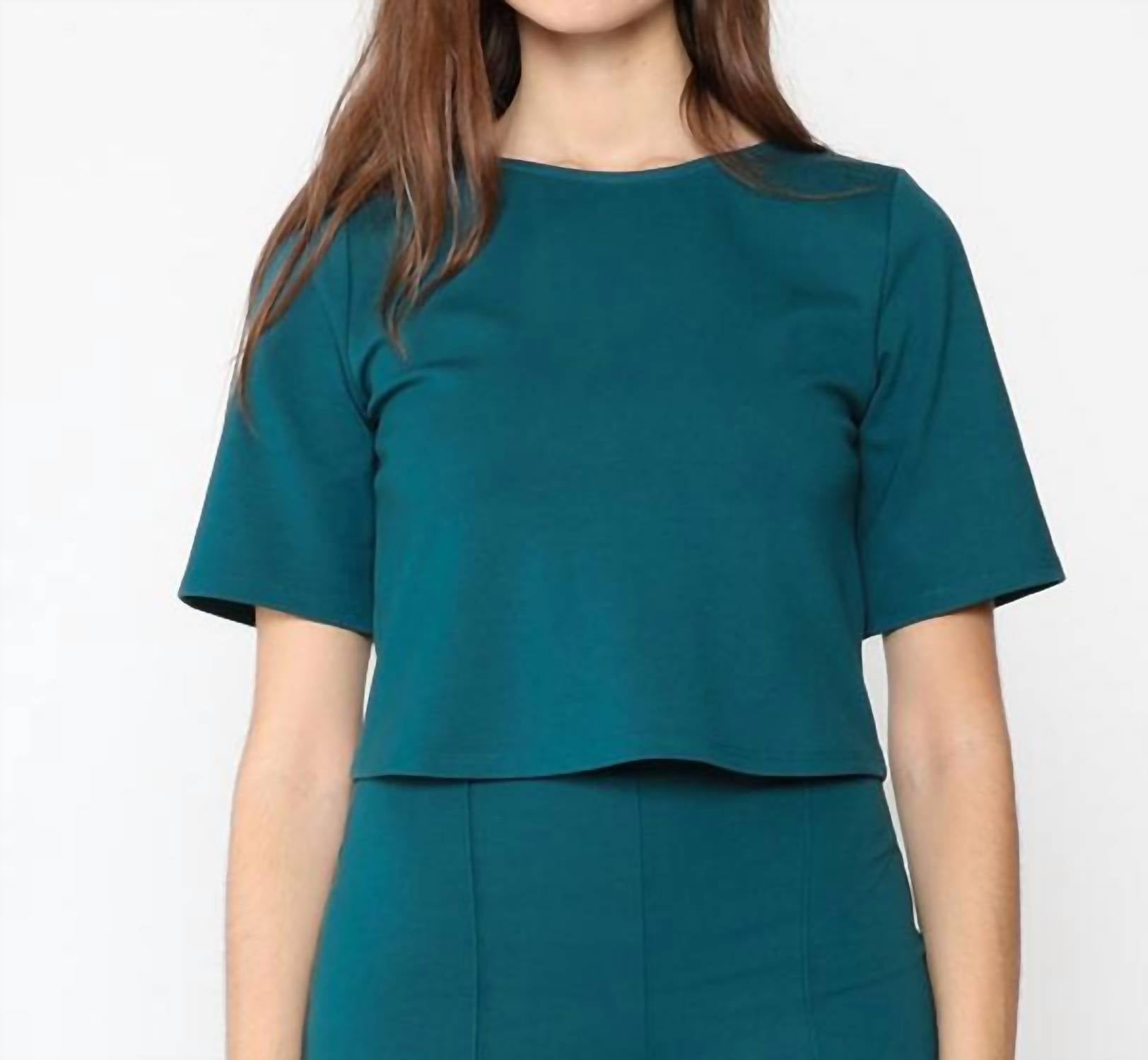 RIPLEY RADER Ponte Short Sleeve Top in teal - women's shirt