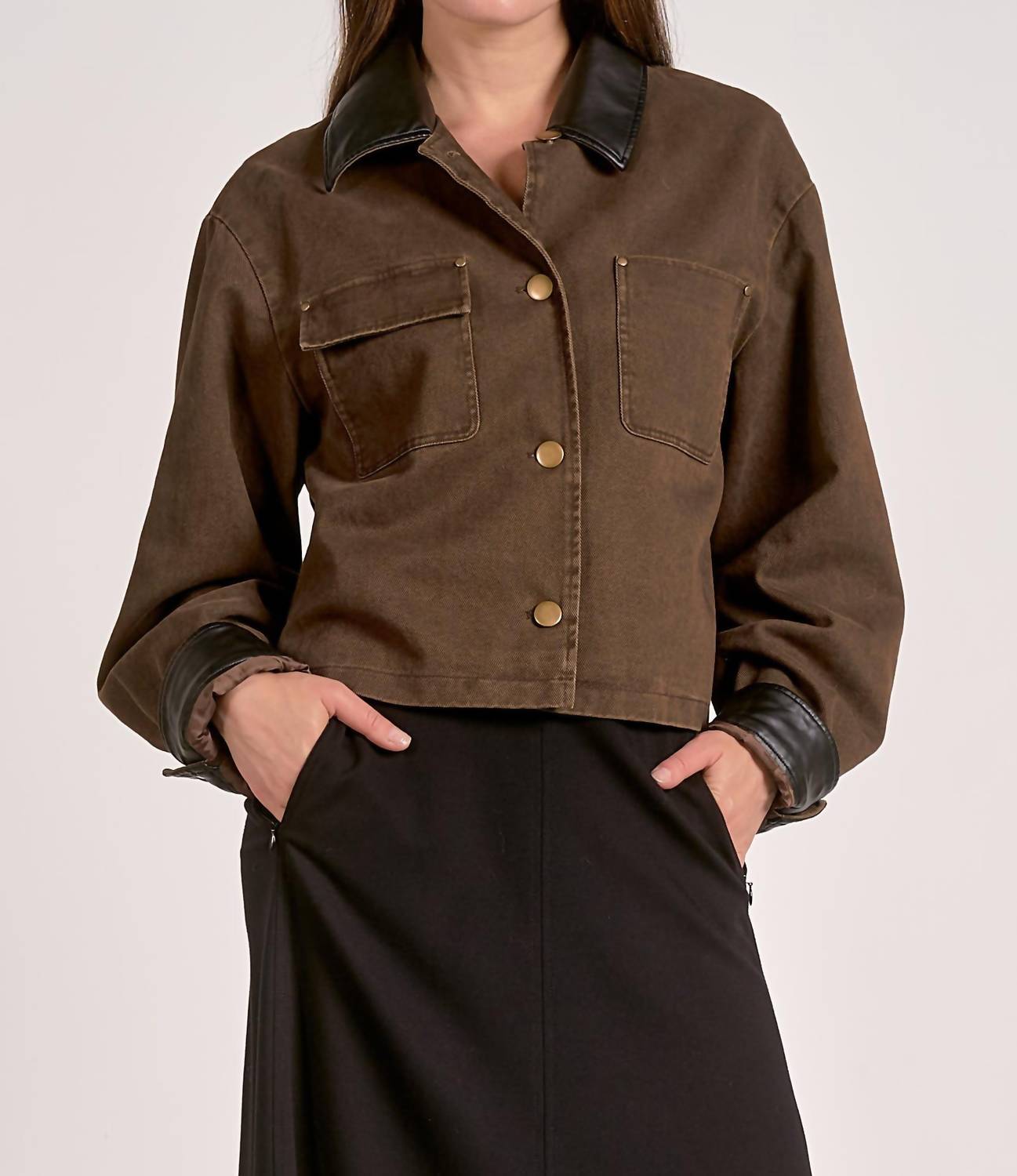 Elan - Barn Coat Jacket With leather Trim