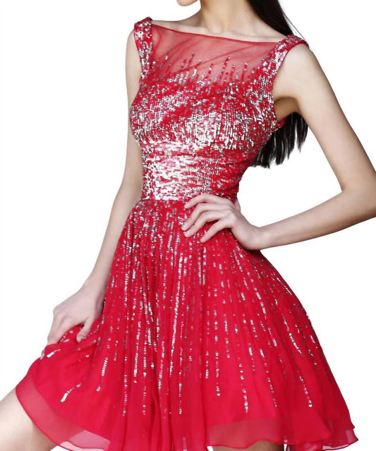 Sherri Hill - Illusion Neck Mini Dress