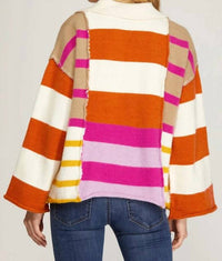 She + Sky - Color-block Collared Sweater