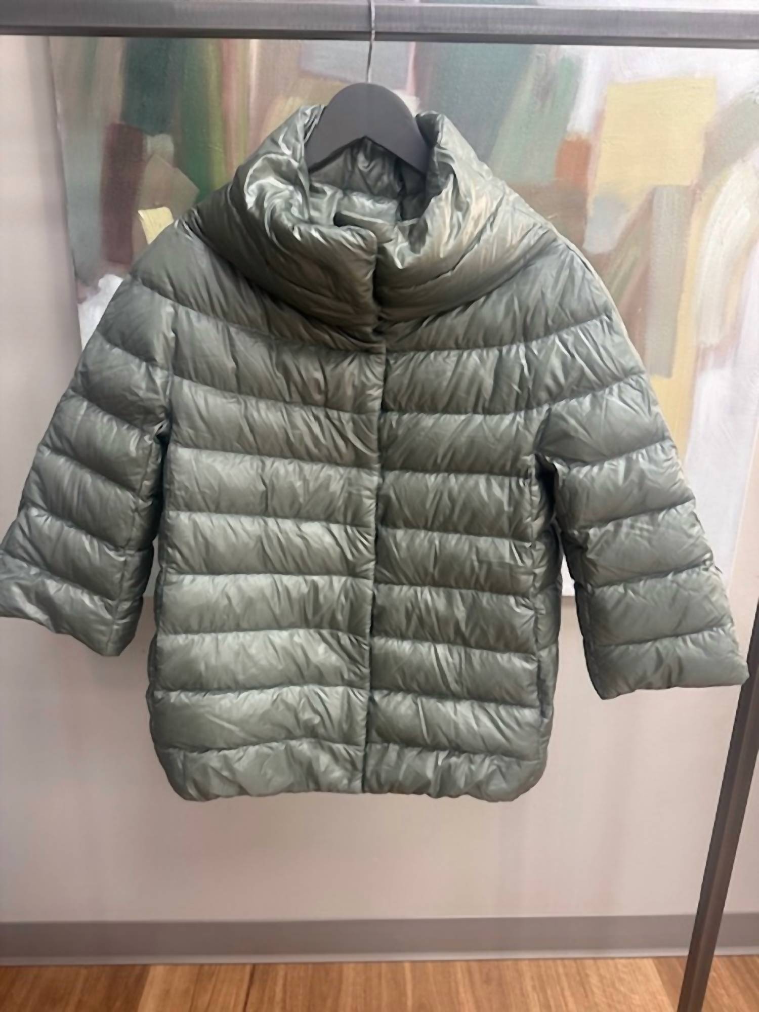 Herno Women's Puffer Cape in mint green - women's jacket