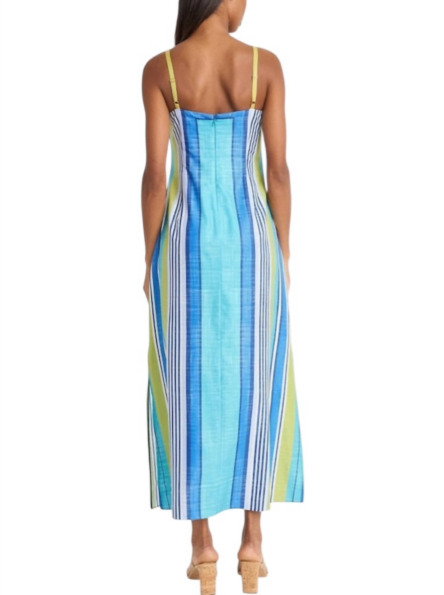 Donna Morgan - Woven Square Neck Striped Maxi Dress With Back Zipper