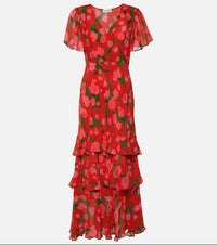 Rixo - Gilly Floral Tiered Silk Maxi Dress