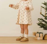 Quincy Mae Velour Baby Dress in holly berry - kids' dress