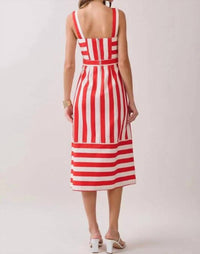 Tcec - Wide Straps Striped Midi Dress