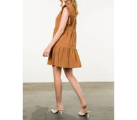 THML Flutter Sleeve Corduroy Midi Dress in camel - women's dress - view 5