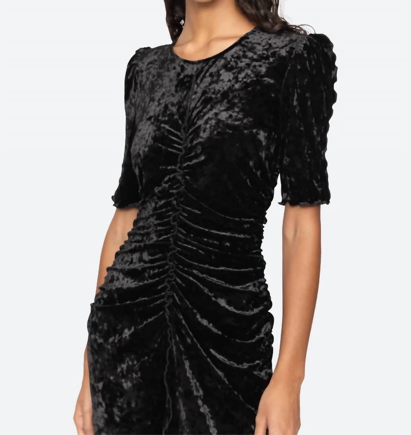 Sea - Cailyn Crushed Velvet Ruched Midi Dress