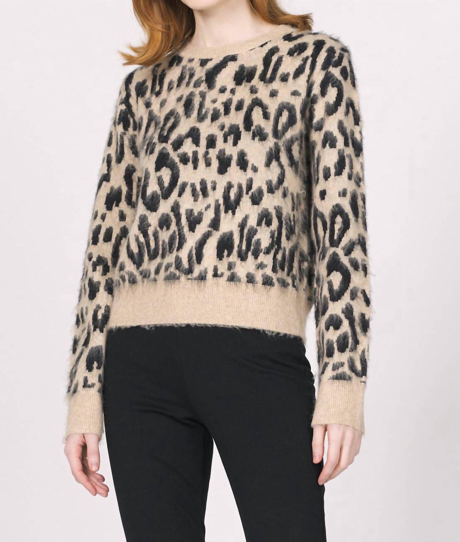 Another Love Mina Sweater in snow leopard - women's sweater - detail view