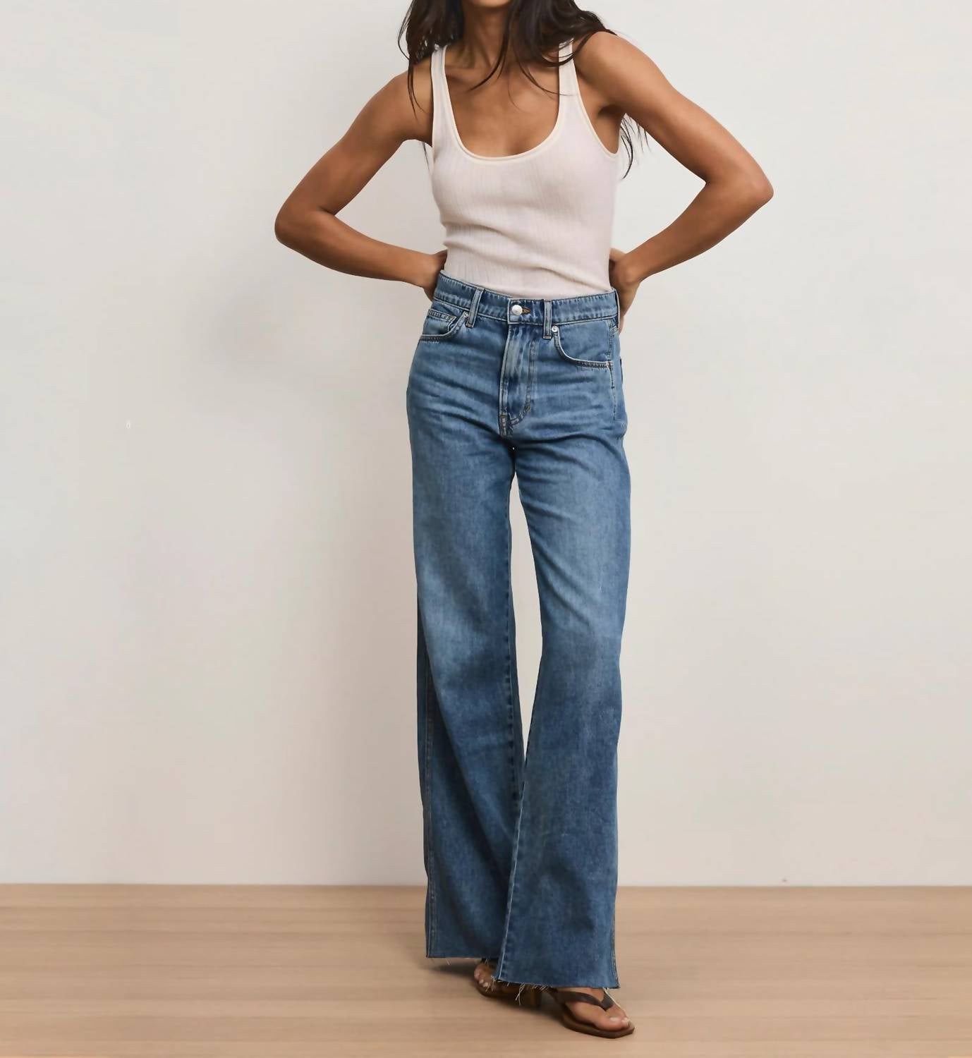 Veronica Beard - Kasey Mid Rise Wide Leg Jeans