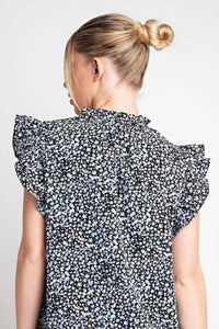Ee:Some - Ruffle Sleeve Tie Neck Blouse