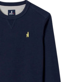 JOHNNIE-O Boy's Reilly Jr. Crewneck Sweatshirt in navy - kids' shirt - detail view