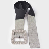 3Am By H&D Accessories - Women's Rhinestone Buckle Elastic Waist Belt