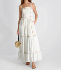 French Connection - Cambria Cotton Contrast Trim Maxi Dress