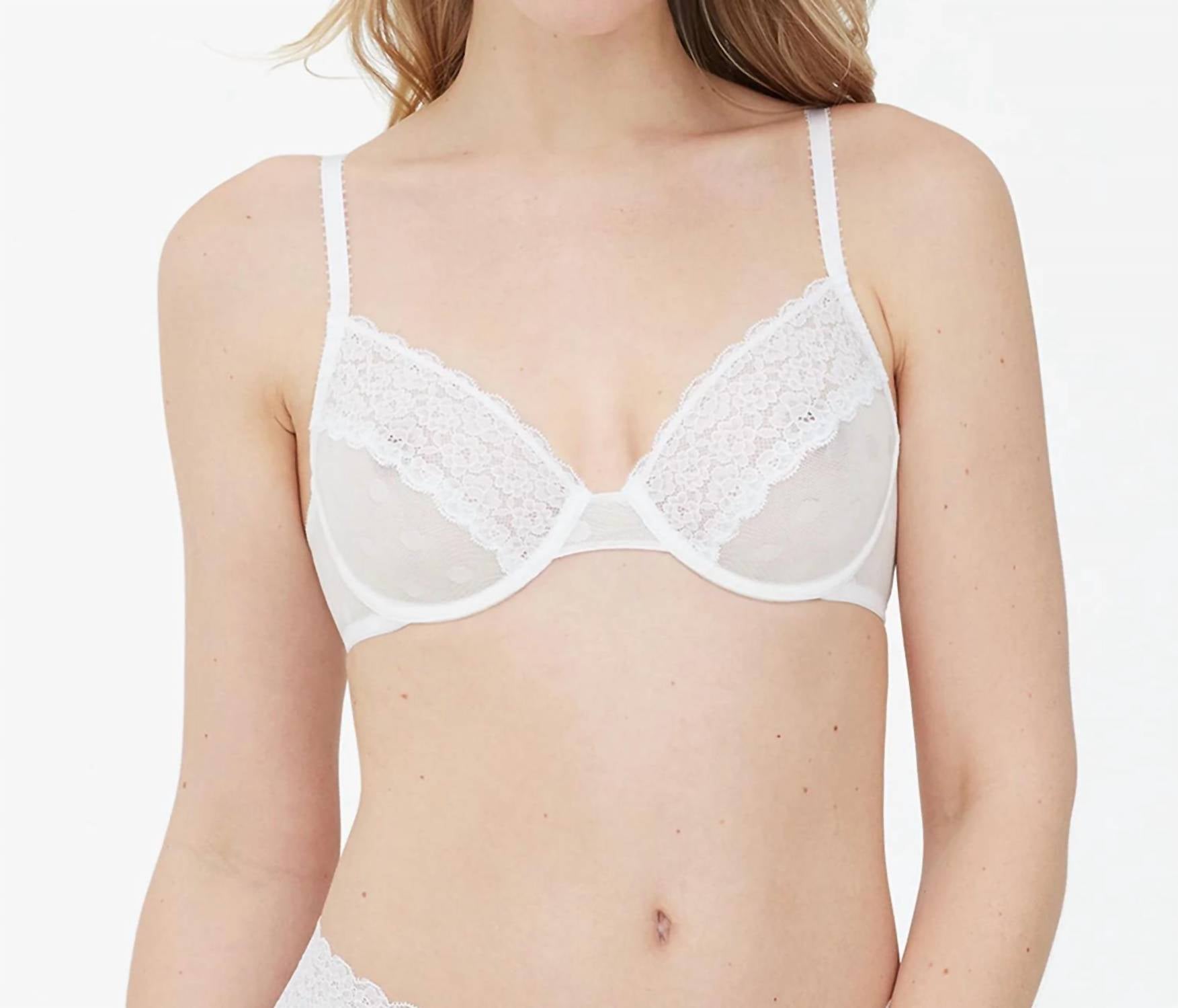 Skarlett Blue Dare Dot Plunge Unlined Bra in white - women's intimate