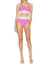 Beach Riot Mackenzie Bikini Top in blossom colorblock scrunch - women's swimwear - alternate view