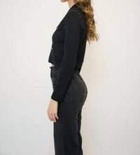 Central Park West Crystal Knit Blazer in black 1 - women's jacket - detail view
