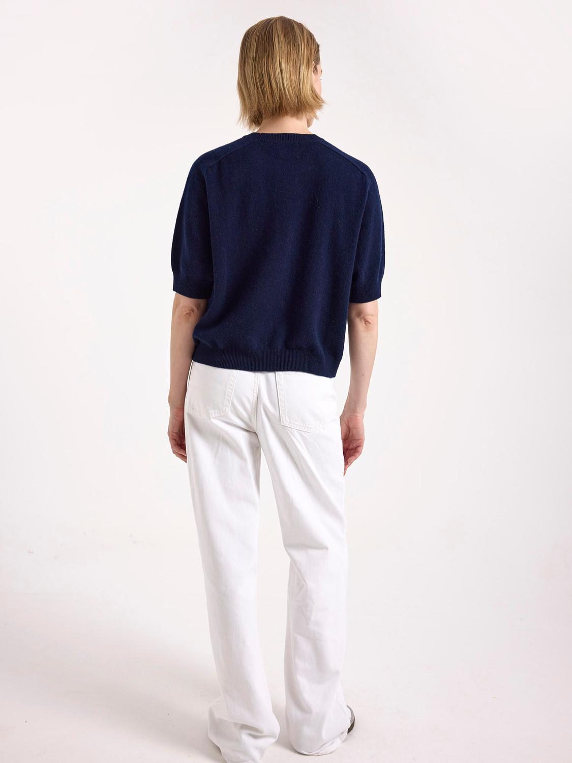 Brodie Cashmere Paige Cashmere Tee in navy - women's sweater - alternate view