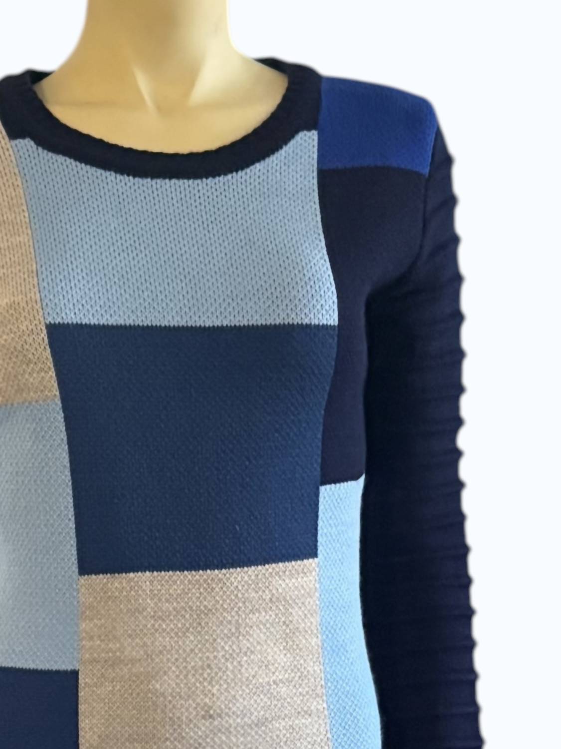 One in a Million Women's Long Sleeve Colorblock Sweater Dress in a million women s long sleeve colorblock sweater dress in blue multi - women's dress - detail view