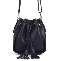 German Fuentes - Women's Leather Bucket Bag With Tassels