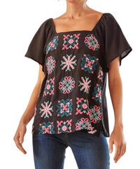 Andree By Unit - Embroidered Tile Design Top