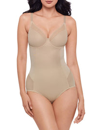 Miraclesuit Sexy Sheer Shaping Padded Cup Bodysuit in beige - women's shirt