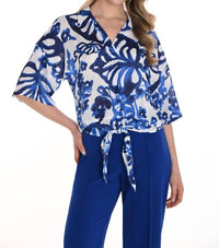 Frank Lyman - Floral Tie-front V-neck
