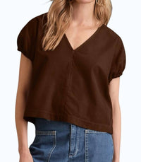 Velvet by Graham & Spencer Mai V-neck Top - Plus in bark - women's blouse