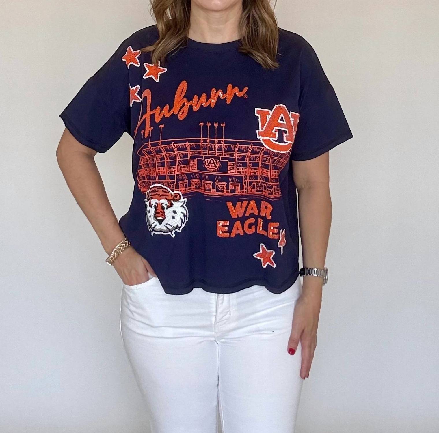 Stewart Simmons - Auburn 4th Quarter Sequin Tee