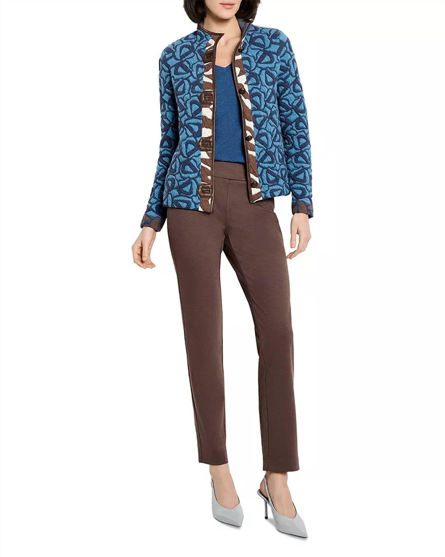 Nic + Zoe - Quilted Faux Leather Trim Jacket