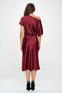 Reneec. - Satin Midi Dress With Slit