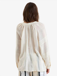 LEMLEM Mita Button Up Blouse in lacee cream - women's shirt - detail view