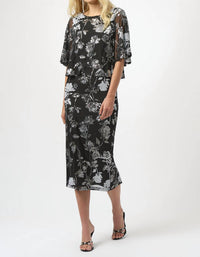 Joseph Ribkoff - Sequin Embroidered Floral Print Pencil Skirt